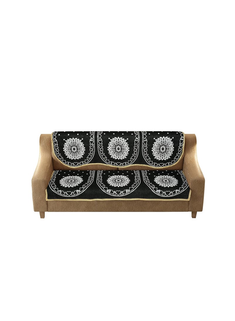 MULTITEX Multitex Exclusive Royal Look Cotton Sofa Cover Set with Heavy Fabric Floral Design Sofacover_5 Seater  - Image 3