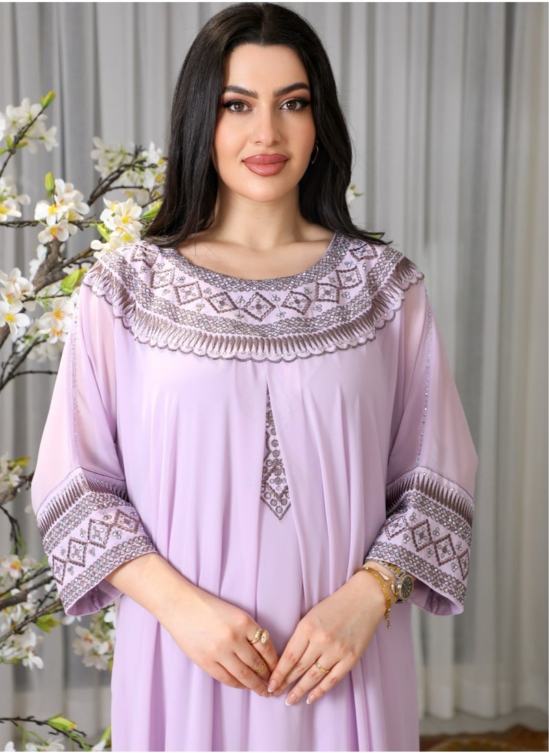 Bint Al Bilad Bintalbilad Saudi Summer Jalabiya for Women New Collection – Lightweight & Breathable Thobe, Abaya & Arabic Dresses for Eid, Weddings & Parties | Embroidered, Modern & Luxury Designs - 4395  - Image 2
