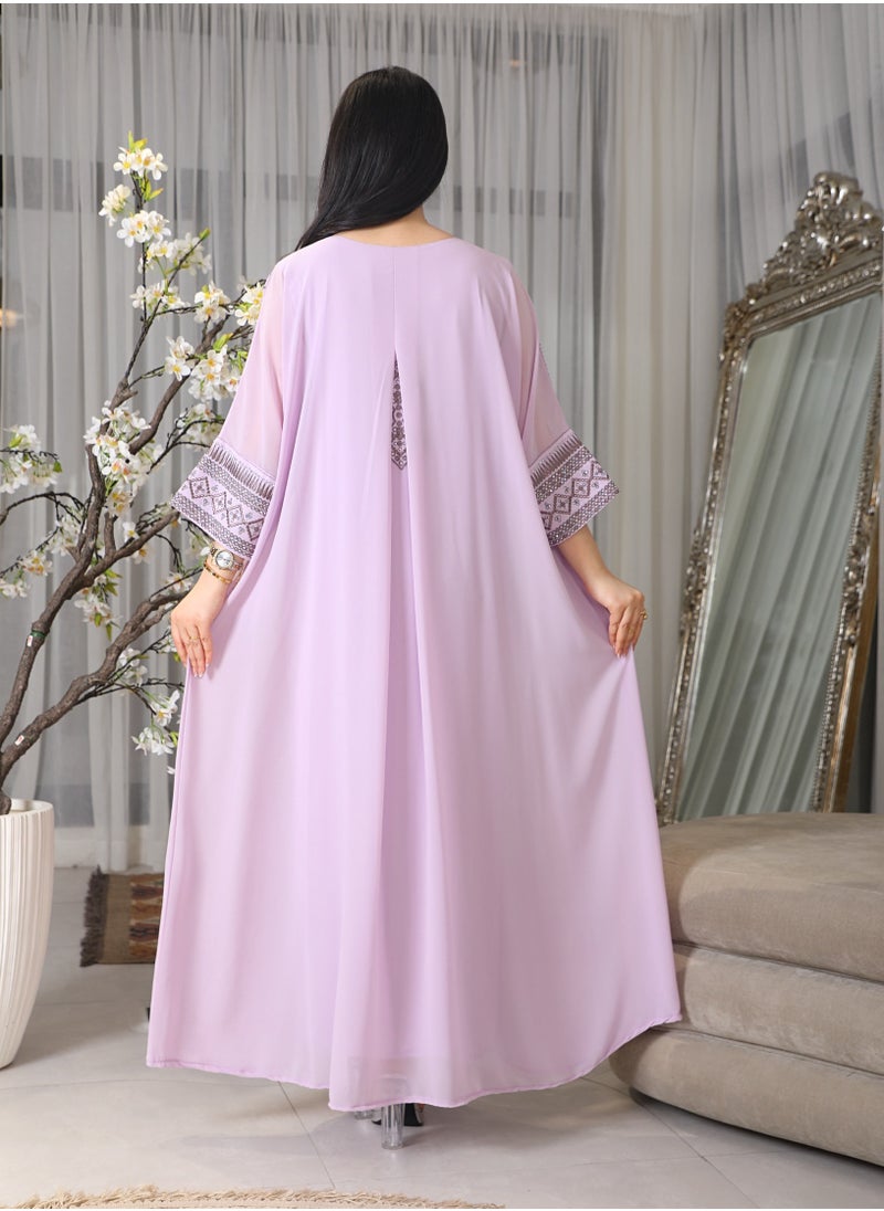 Bint Al Bilad Bintalbilad Saudi Summer Jalabiya for Women New Collection – Lightweight & Breathable Thobe, Abaya & Arabic Dresses for Eid, Weddings & Parties | Embroidered, Modern & Luxury Designs - 4395  - Image 3