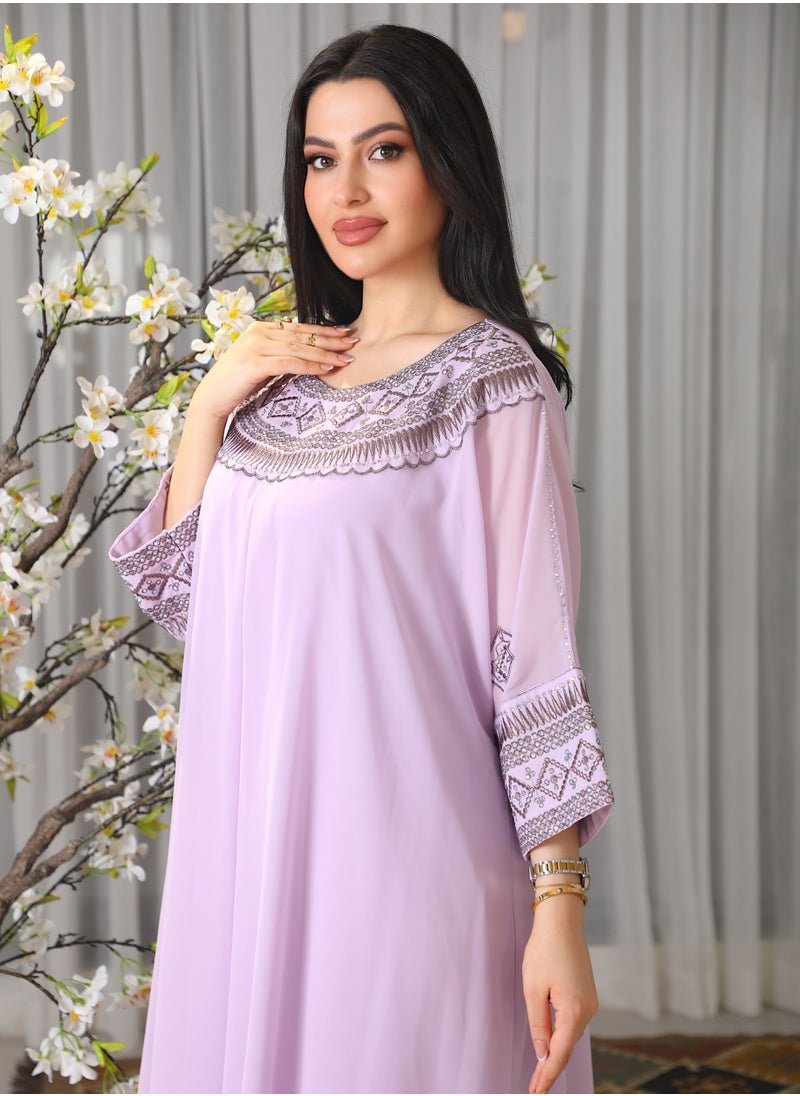 Bint Al Bilad Bintalbilad Saudi Summer Jalabiya for Women New Collection – Lightweight & Breathable Thobe, Abaya & Arabic Dresses for Eid, Weddings & Parties | Embroidered, Modern & Luxury Designs - 4395  - Image 4
