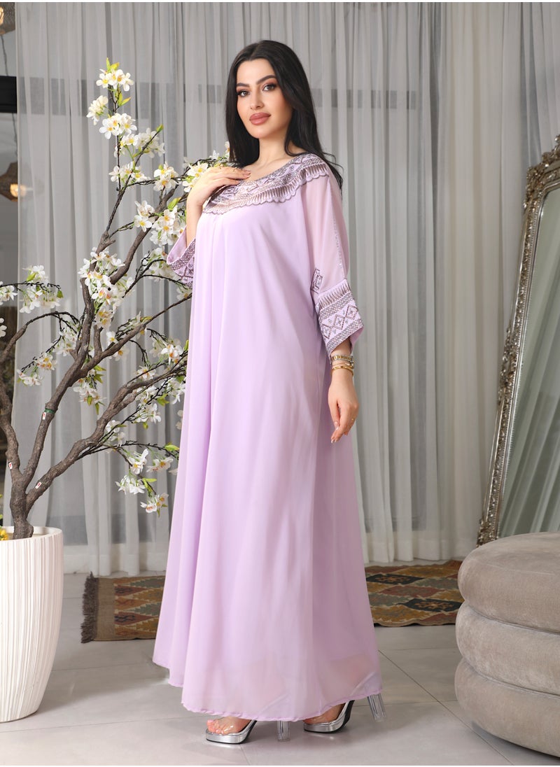 Bint Al Bilad Bintalbilad Saudi Summer Jalabiya for Women New Collection – Lightweight & Breathable Thobe, Abaya & Arabic Dresses for Eid, Weddings & Parties | Embroidered, Modern & Luxury Designs - 4395  - Image 5