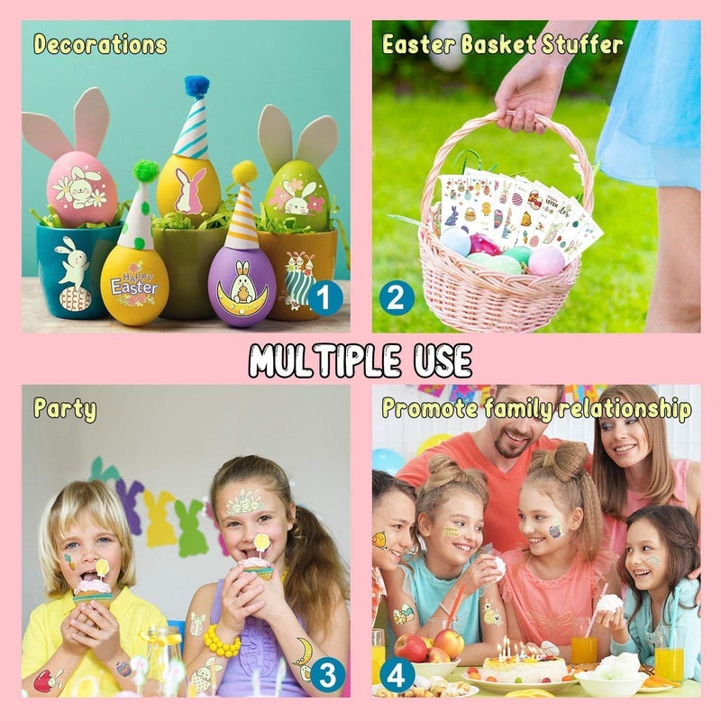 Partywind 132 PCS (12 Sheets) Luminous Easter Temporary Tattoos for Kids Basket Stuffers, Glow Easter Decorations Party Favors Supplies Essentials, Easter Games for Toddlers Boys Girls - Image 5