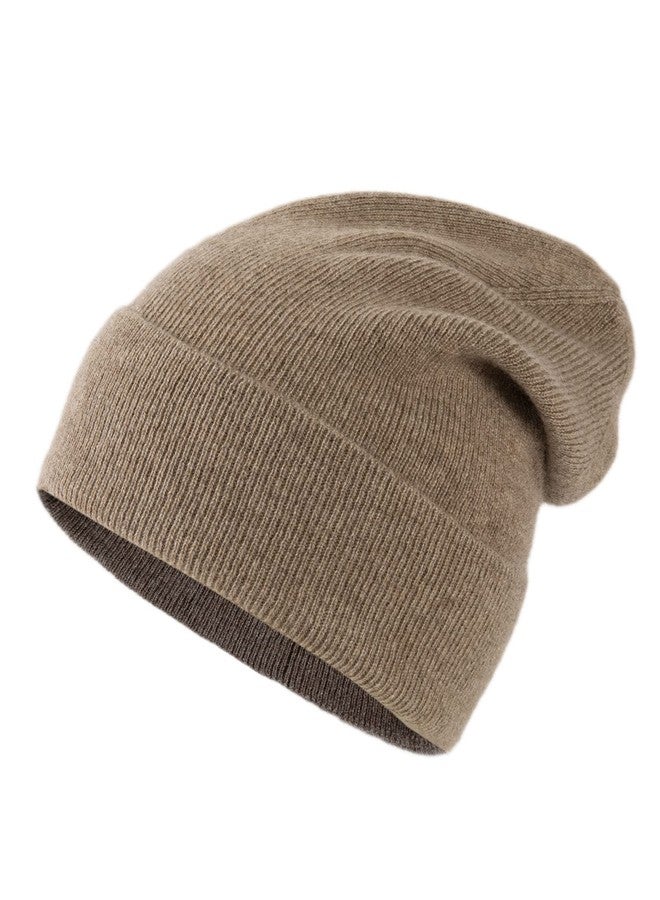 Lallier Unisex 100% Pure Cashmere Beanie, Ribbed Cuffed Hat Warm Soft with Gift Box for Women and Men (Camel) - Image 1