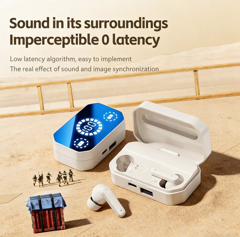 مُوطْمُوك  M154 2026 سماعات بلوتوث لاسلكية، سماعات بلوتوث 6.0 مع شاشة رقمية كبيرة ديناميكية، وضع ألعاب 0 تأخير، خفض ضوضاء مكالمات الذكاء الاصطناعي والصوت المكاني - سماعات خفيفة الوزن للتحكم باللمس للرياضة والعمل والاستخدام اليومي (أبيض) - Image 4