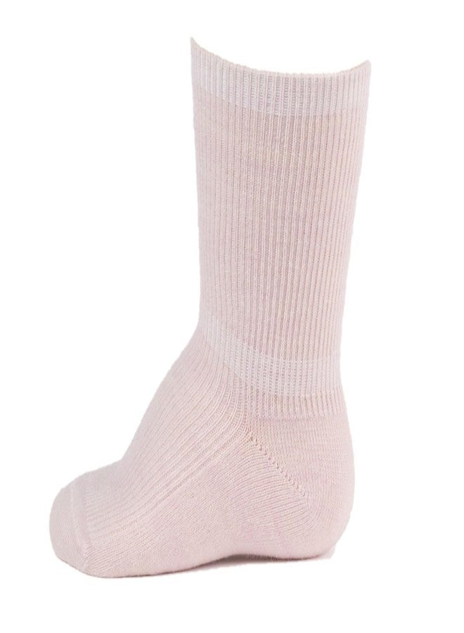 جوارب SAFA للأطفال الرضع والصغار من صوف الميرينو - مضلعة رفيعة | ناعمة، قابلة للتهوية، مقاومة للروائح بشكل طبيعي (مقاسات أمريكية، عمر 18 شهرًا، 24 شهرًا، لون وردي)