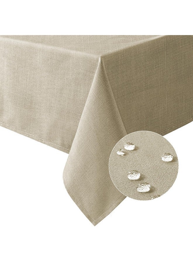 H.VERSAILTEX Linen Textured Table Cloths Rectangle 60 x 120 Inch Premium Solid Tablecloth Spill-Proof Waterproof Table Cover for Dining Buffet Feature Extra Soft and Thick Fabric Wrinkle Free, Taupe - Image 1