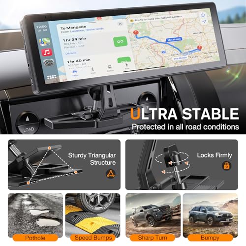 iGoevo Extended Arm CD Slot CarPlay Screen Mount Higher Viewing Position for Better Visibility Extra Clearance for Various Dashboard Layouts Compatible with 71026 CarPlay Displays - Image 3