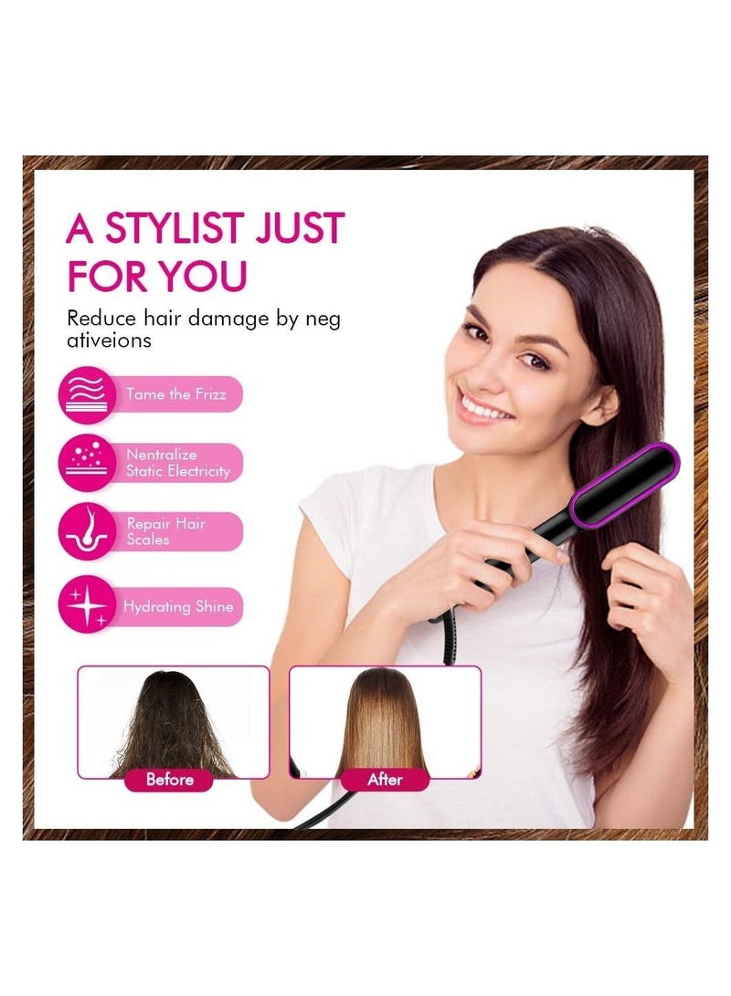 DubaiGallery Hair Straightener Brush, 25s Fast Heating Ceramic PTC Straightening Brush for Women and Men, Hot Brush for Professional Hair Styling, 20 Minutes Auto-Off 5 Levels Adjustable Temperature (Black) - Image 5