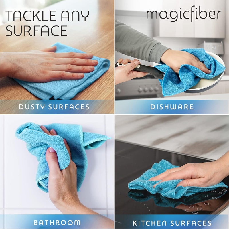 MagicFiber Microfiber Cleaning Cloth 12 Pack Large 13 x13 Highly Absorbent StreakFree Micro Fiber Cleaning Rags Towels for House Car Windows Housekeeping Household Dusting Kitchen - Image 4