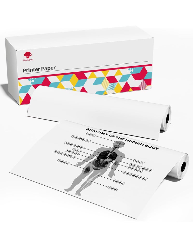 Phomemo 2 Rolls 8.27"x11.69" Thermal Printer Paper, Quick-Dry A4 Size Thermal Paper Compatible with M08F Portable Printer - Image 1
