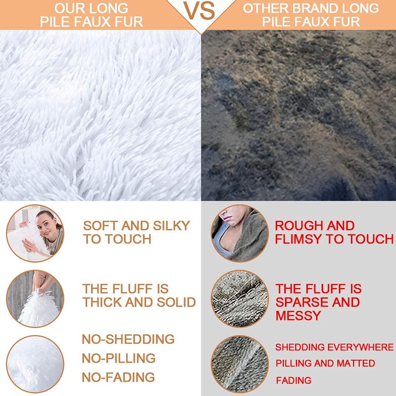 YUSOKI White Faux Fur Throw Bed Blanket,2 Layers,50" x 60", Soft Fuzzy Fluffy Plush Couch Blanket Furry Comfy Warm Decorative Blanket for Sofa Winter Chair Bedroom Christmas Decor Photoshoot Props - Image 2
