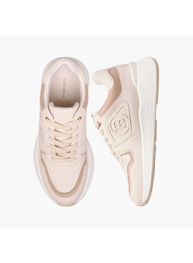 فلورا بيلا من شو إكسبرس Women Logo Embossed Sneakers with Lace-Up Closure