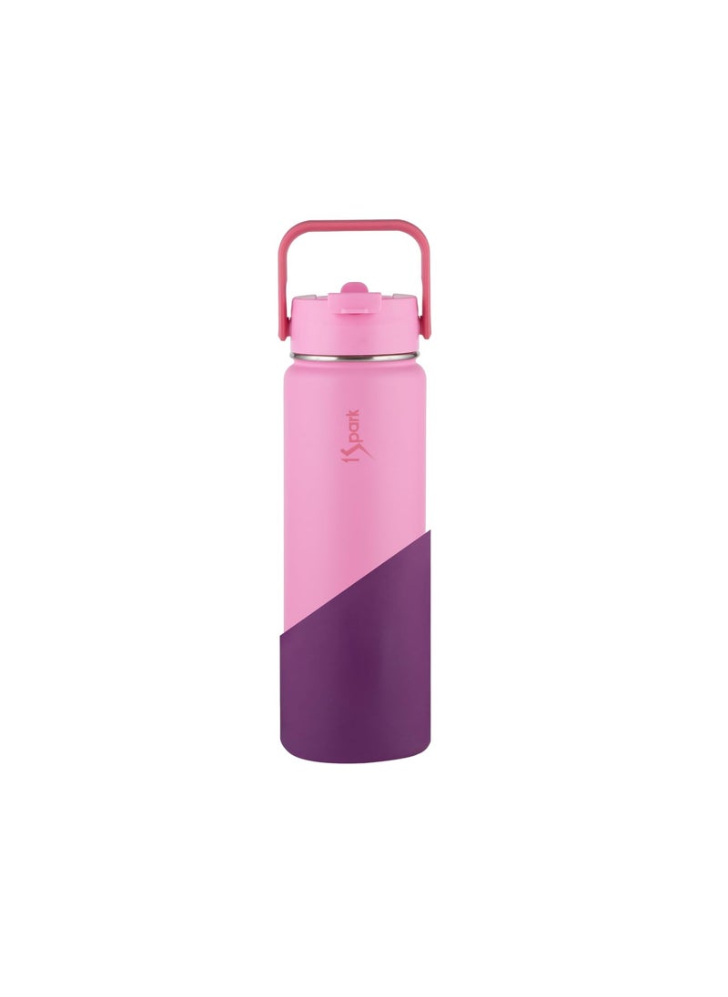 1Spark 1Spark Dual Lid Dreamer 18hrs Hot 30hrs Cold 750 ml BottlePack of 1Steel Pretty Pink Royal Purple 