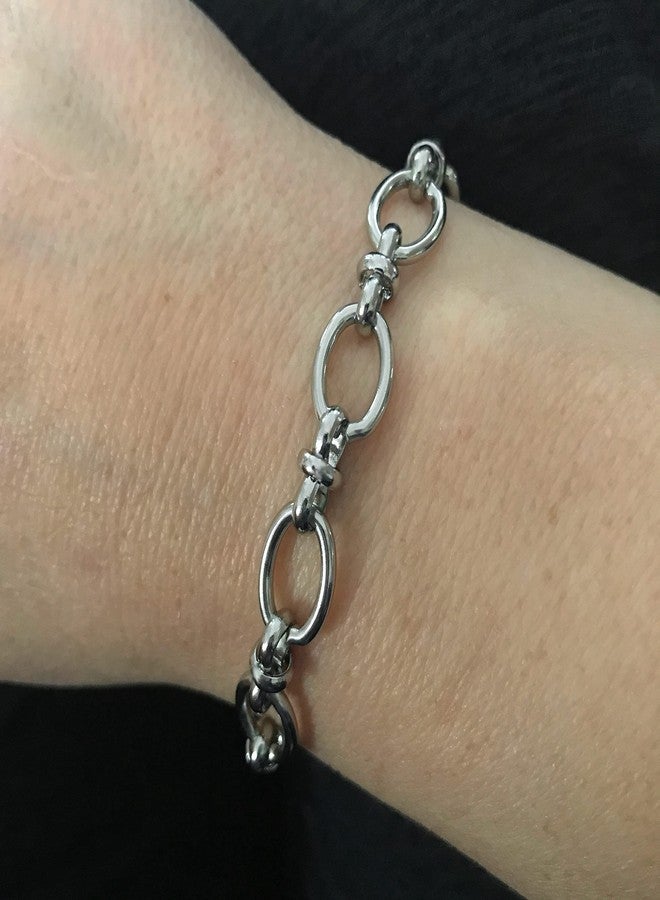 Loralyn Designs Stainless Steel Wide Oval Link Chain Bracelet for Women Adjustable Non Tarnish - Image 2