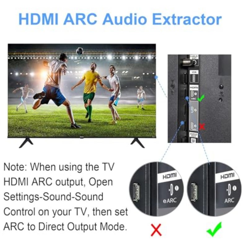 X Spring Hdmi Audio Extractor، 192Khz Arc Digital to Analog Converter، Spdif Optical Toslink، L R 3.5 مم جاك ستيريو، محول صوت 24 بت للتلفزيون ومكبرات الصوت، متوافق مع PS5 وBlu-ray - Image 4