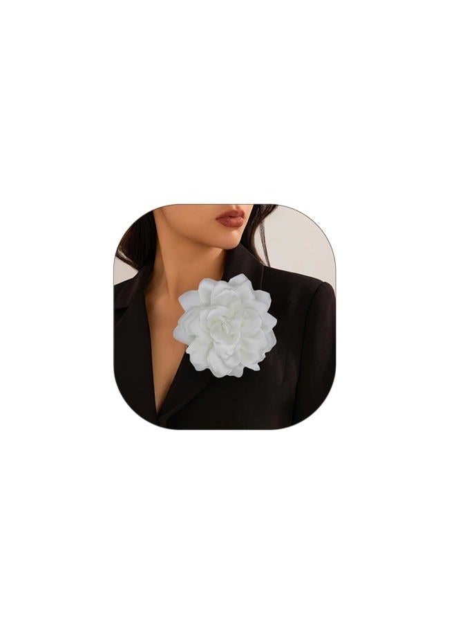 Decixde Large Flower Brooches Dainty Satin Fabric Rose Flower Brooches Delicate Elegant Handmade Flower Brooches Pin for Wedding Party Dance Banquet Ceremony Versatile Floral Accessory for Clothing and - Image 1