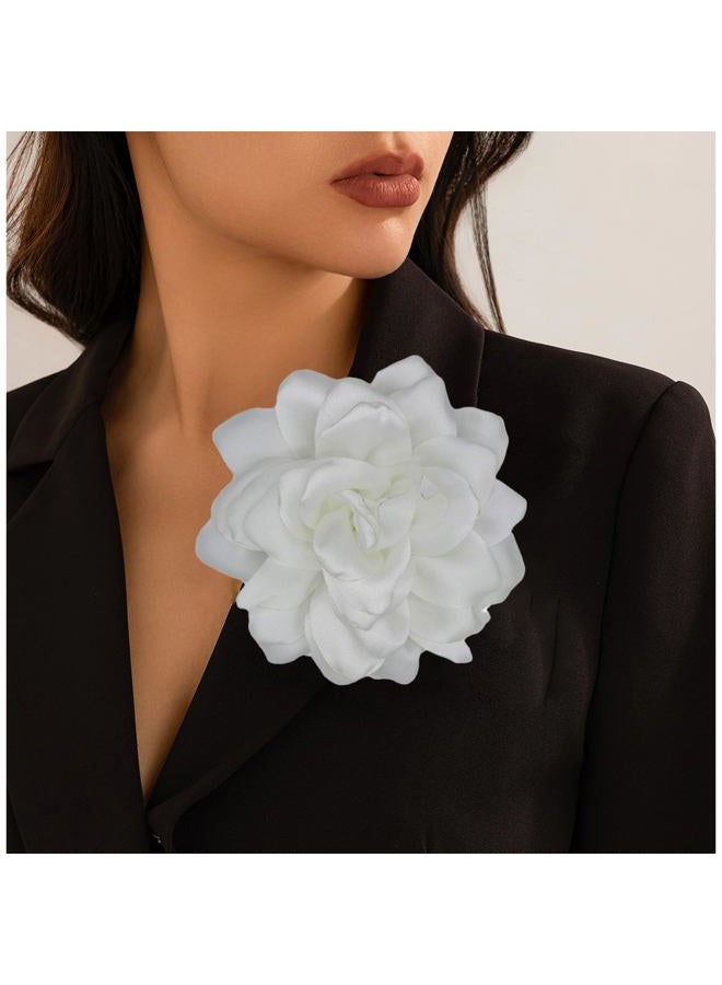 Decixde Large Flower Brooches Dainty Satin Fabric Rose Flower Brooches Delicate Elegant Handmade Flower Brooches Pin for Wedding Party Dance Banquet Ceremony Versatile Floral Accessory for Clothing and - Image 4