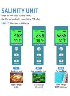 Ru syanl 8 in 1 (PH TDS EC Salinity ORP H2 S.G and Temperature) Digital Water Quality Tester Pool Salt Tester PH Meter for Water with LCD Backlit Testing Kits for Swimming Pool,Saltwater, Sea Water  - Image 3