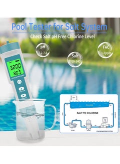 Ru syanl 8 in 1 (PH TDS EC Salinity ORP H2 S.G and Temperature) Digital Water Quality Tester Pool Salt Tester PH Meter for Water with LCD Backlit Testing Kits for Swimming Pool,Saltwater, Sea Water  - Image 5