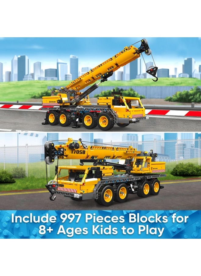 mould king Mould King 17058 Crane Building Blocks Kit, 997 Pieces Crane Truck Model to Build, DIY Constration Toy Collectibles/Exhibition for Adult/Kids  - Image 4