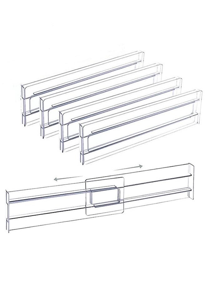HOOPZOZA Expandable Drawer Divider 4PCS Clear Kitchen  Separators Adjustable 27.5-52cm dresser organizer Separators for Divide Kitchen Utensils Clothes Cosmetics Stationeries  - Image 1
