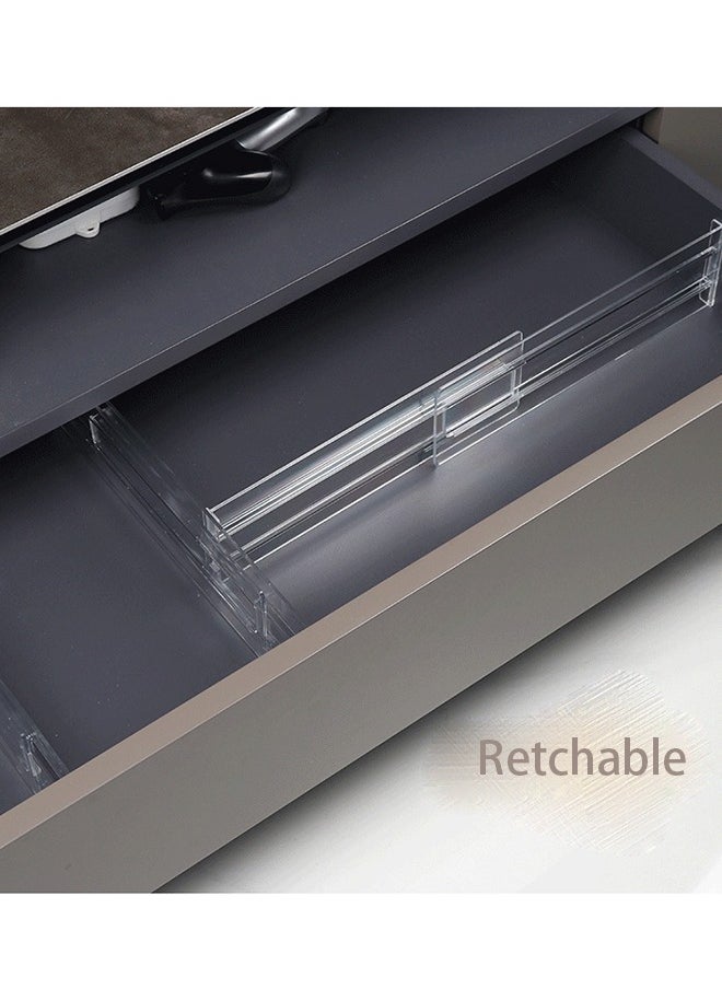 HOOPZOZA Expandable Drawer Divider 4PCS Clear Kitchen  Separators Adjustable 27.5-52cm dresser organizer Separators for Divide Kitchen Utensils Clothes Cosmetics Stationeries  - Image 5