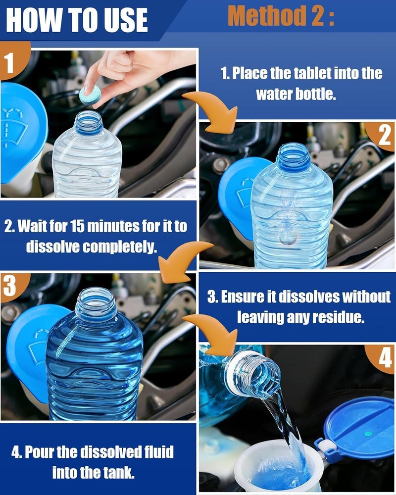 TEKCOOL Concentrated Automotive Glass Wiper Cleaning Tablets, Car Windshield Washer Solid Tablets, Glass Cleaner Tablets (Pack of 30)/ - Image 3