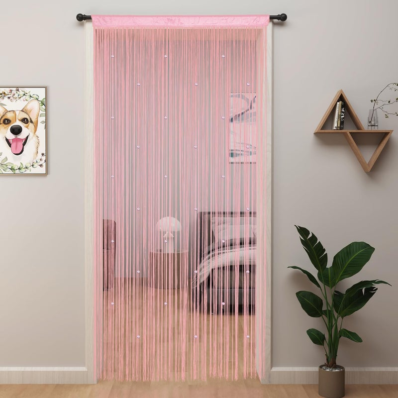 YIIBAII Beaded Curtain Beaded Curtains for Doorways Crystals Suitable for Interior Decoration and Partitions Hippy Closet Curtains Pink 39x79