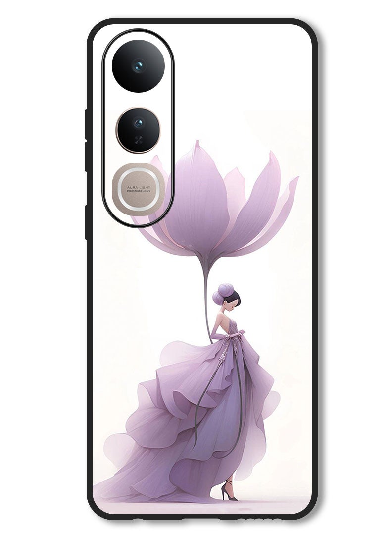 Theodor Case Compatible with Vivo V50 Lite Protection Shockproof Bumper Cover Women Flower - Image 1