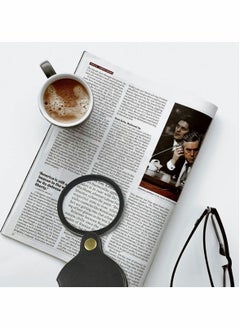 Excefore Pocket Magnifying Glass 10X HD Handheld, Mini Folding Magnifier with Leather Protective Cover Portable Magnifier for Reading, Inspection, Jewelry, Low Vision, Flip Open Lens, Office Supplies  - Image 2