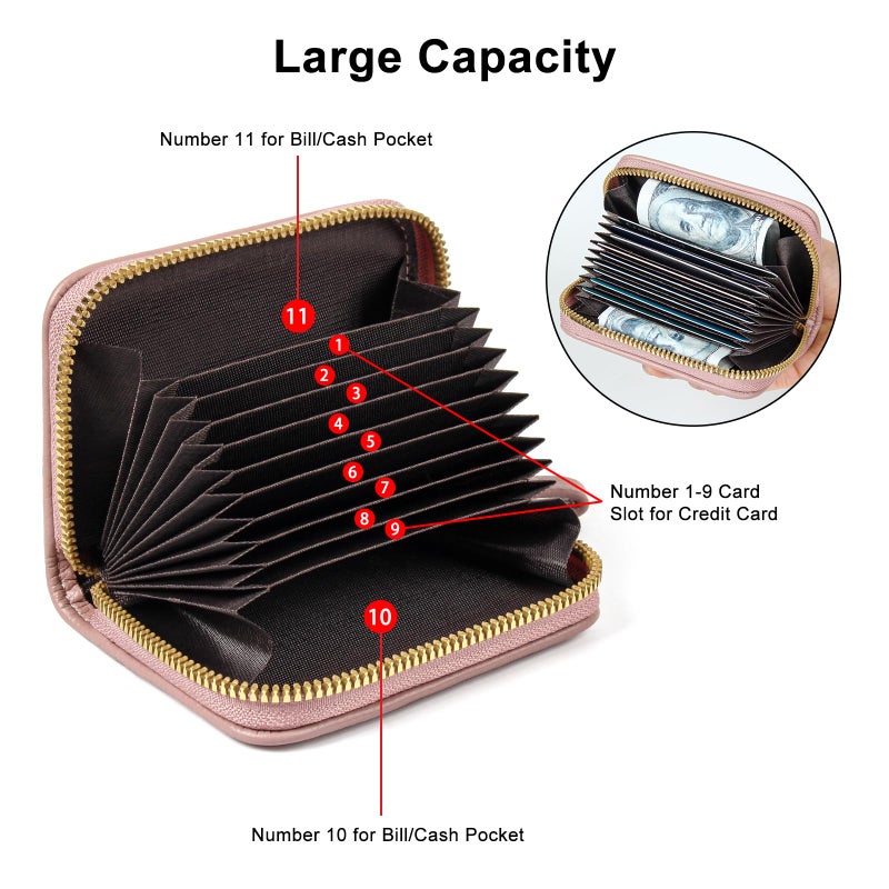 EcoVision Credit Card Holder RFID Card Case Wallet, Small Accordion Zipper Card Case Holder, Card Organizer Case for Women Men - Image 2