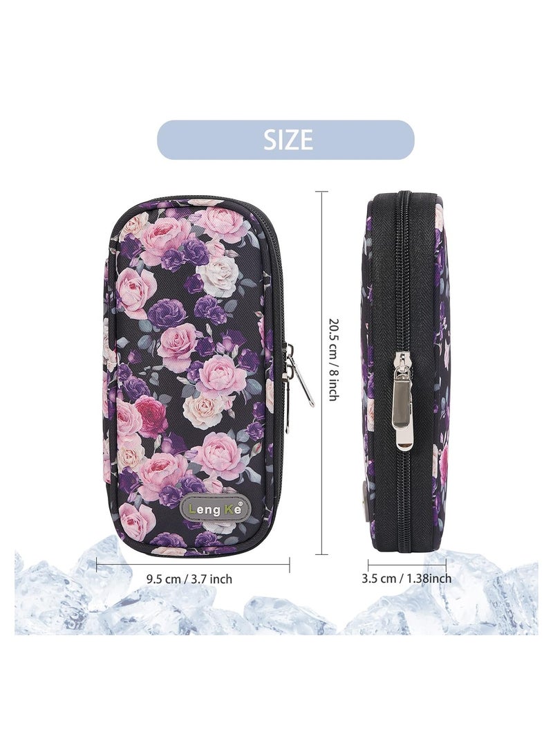 Insulin Cooler Travel Case for Diabetic Insulin Cooling Case Travel Portable Insulin Pen Carrying Case Cooler Bag Organizer for Diabetic Supplies with 2 Ice Pack  (Flower) - Image 4
