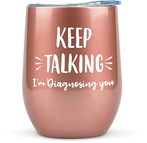 KLUBI Psychology Gifts - Keep Talking I'm Diagnosing You Wine Tumbler 12 Ounce SLP Gifts for Therapist Counselors Speech Pathologist Mental Health Gift for Women - Image 1