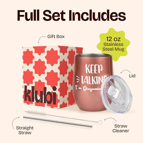 KLUBI Psychology Gifts - Keep Talking I'm Diagnosing You Wine Tumbler 12 Ounce SLP Gifts for Therapist Counselors Speech Pathologist Mental Health Gift for Women - Image 3