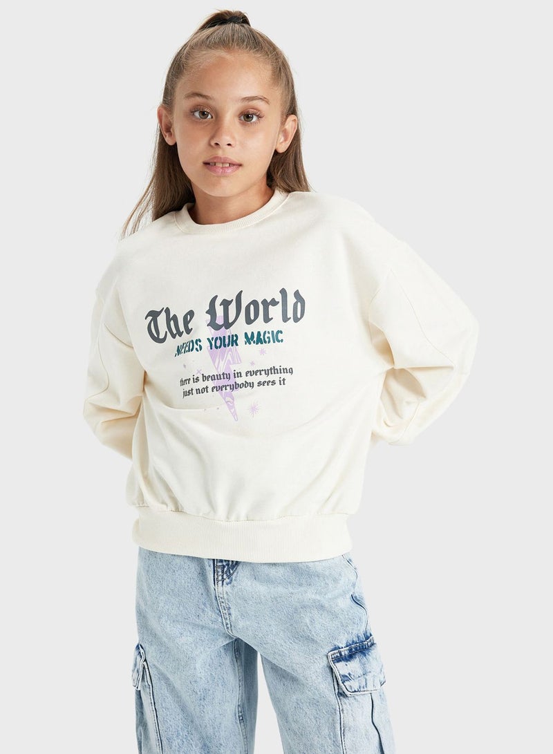 DeFacto Kids Text Print Sweatshirt  - Image 1