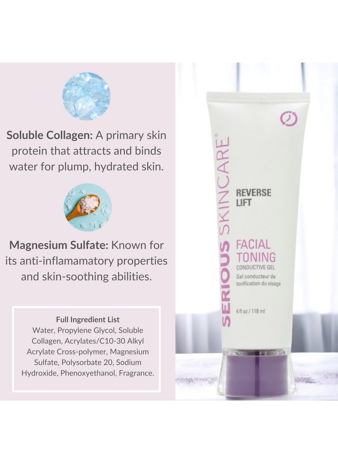 Serious Skincare - Serious Skincare Reverse Lift Facial Toning Conductive Gel Soluble Collagen Glides Easily Compatible With Serious Skincare Facial Toning Device Nu Face 4 Oz. (1Pack) - Image 1