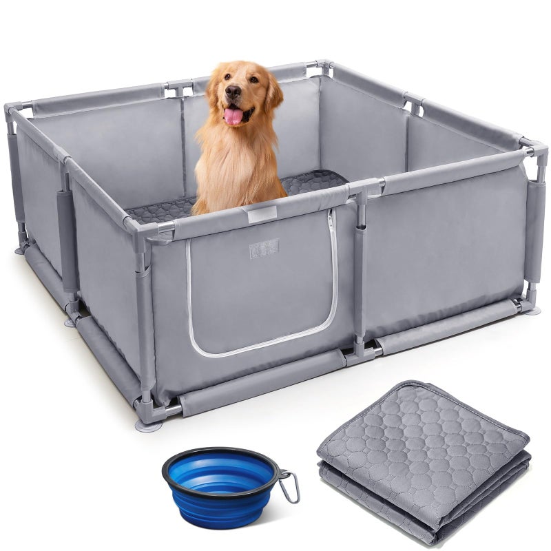 Xnewtwo Whelping Box for Dogs and Puppies 48x48x18 inch Pet Whelping Box with Washable Pee Pad and Collapsible Dog Bowl for Medium Small Dogs - Image 1