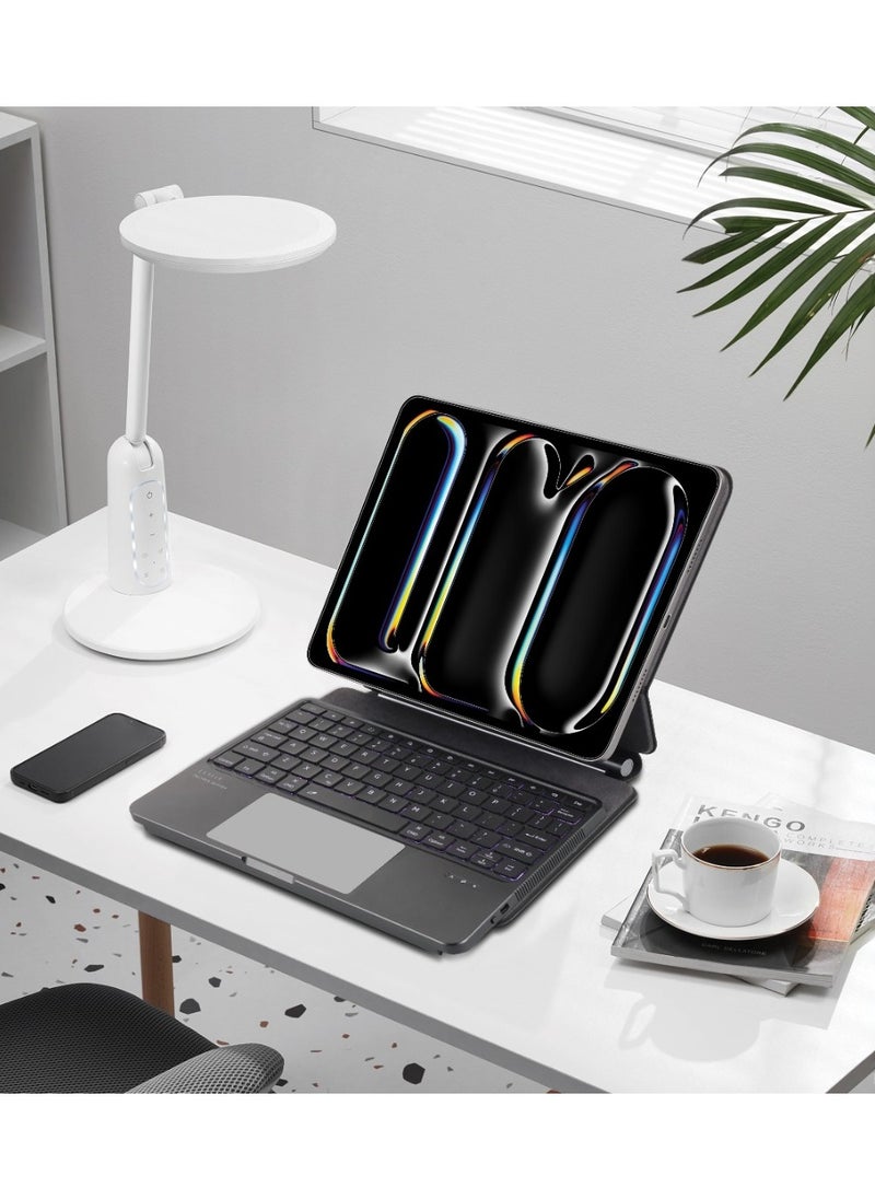 ليفيلو - لوحة مفاتيح آيباد برو 13 بوصة 2024 لاسلكية  AeroBoard Pro الجلد السافيانو / مفاتيح تقنية الأقدام المقصية / مفتاح مقص / تصميم محمول / تخطيط التوهج المحيط - أسود - Image 1