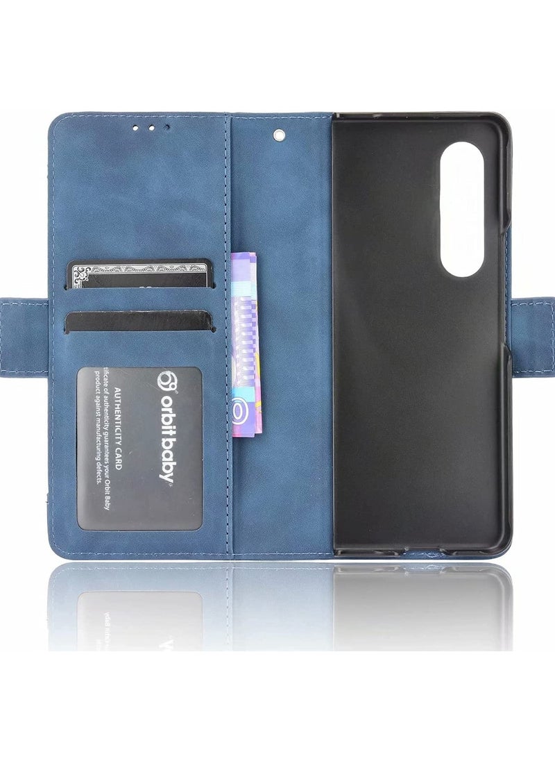 Case for Samsung Galaxy Z Fold 3(2021), Premium PU Leather Flip Case Card Slot Wallet Flip Case(Blue)  - Image 5