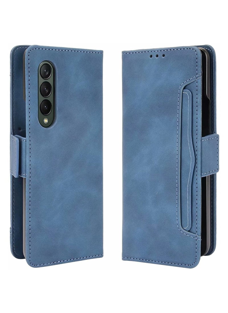 Case for Samsung Galaxy Z Fold 3(2021), Premium PU Leather Flip Case Card Slot Wallet Flip Case(Blue)  - Image 1