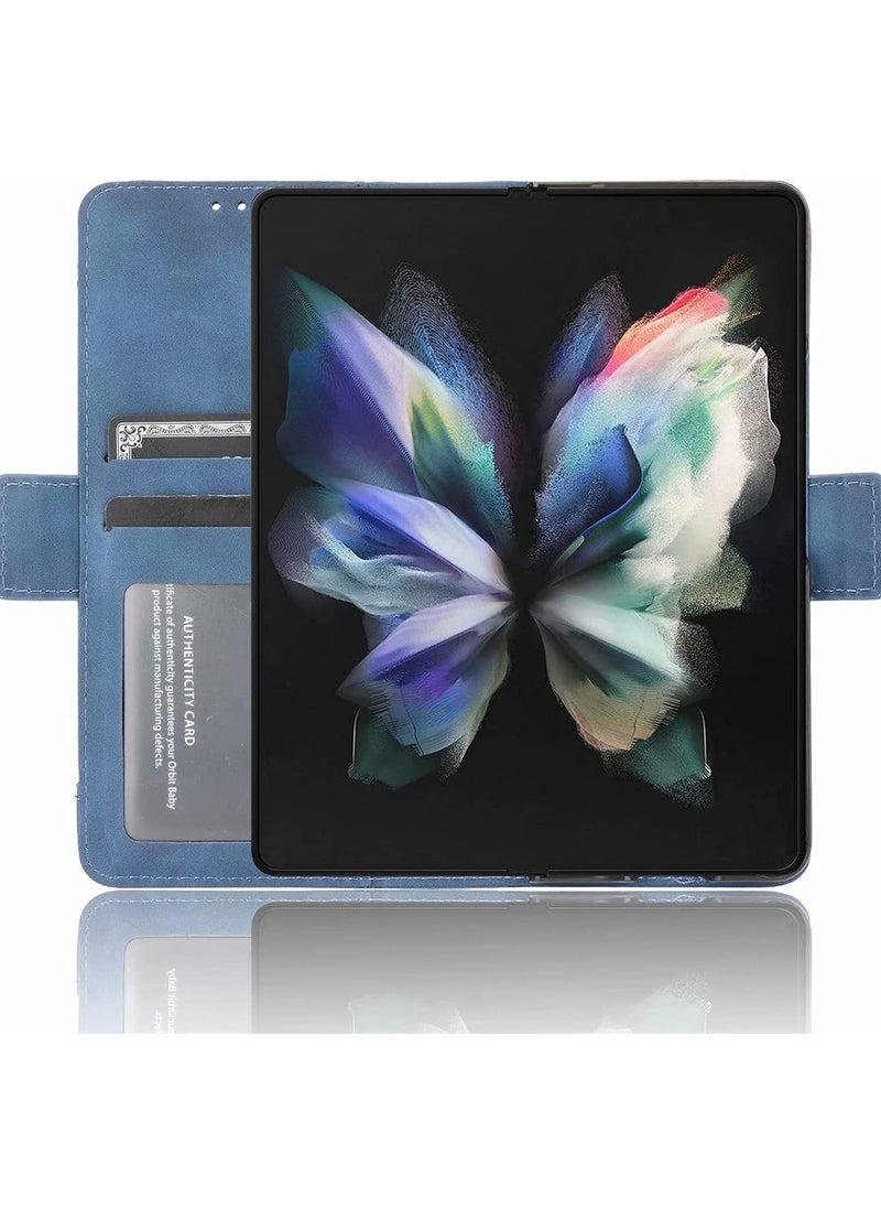 Case for Samsung Galaxy Z Fold 3(2021), Premium PU Leather Flip Case Card Slot Wallet Flip Case(Blue)  - Image 4