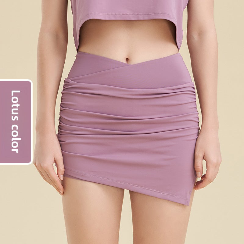 Generic Summer Yoga Skirt Shorts High-Waist Slim-Fit Pink