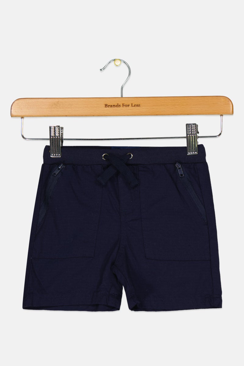 Andy & Evan Toddlers Boy Drawstrings Plain Shorts, Navy Blue - Image 1