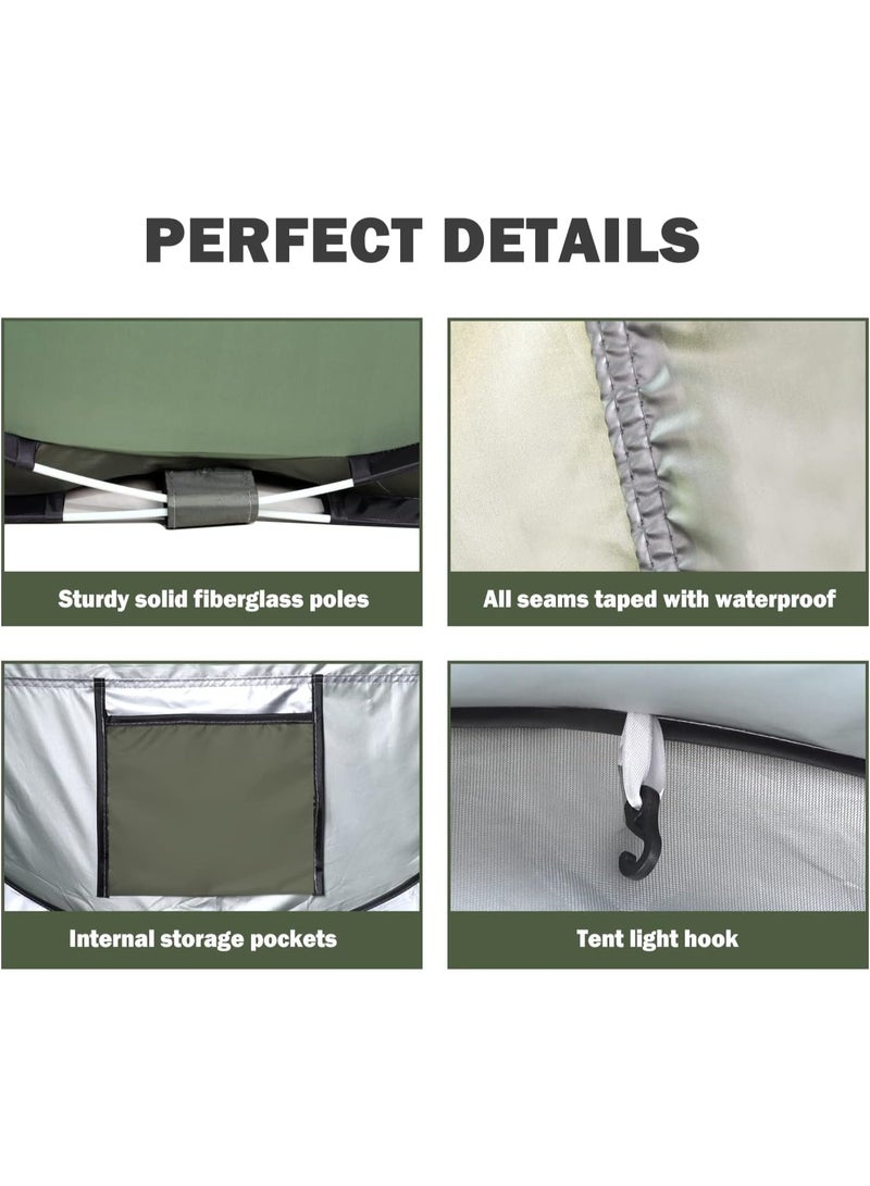 Arabest Pop Up Camping Tent, 2-3 Person Shelter with Dual Door Vestibules, Green | Sets up in 1 second with SPF 50 silver-coated fabric, 2000mm light-rain protection, mesh doors, windows and carry bag. - Image 5