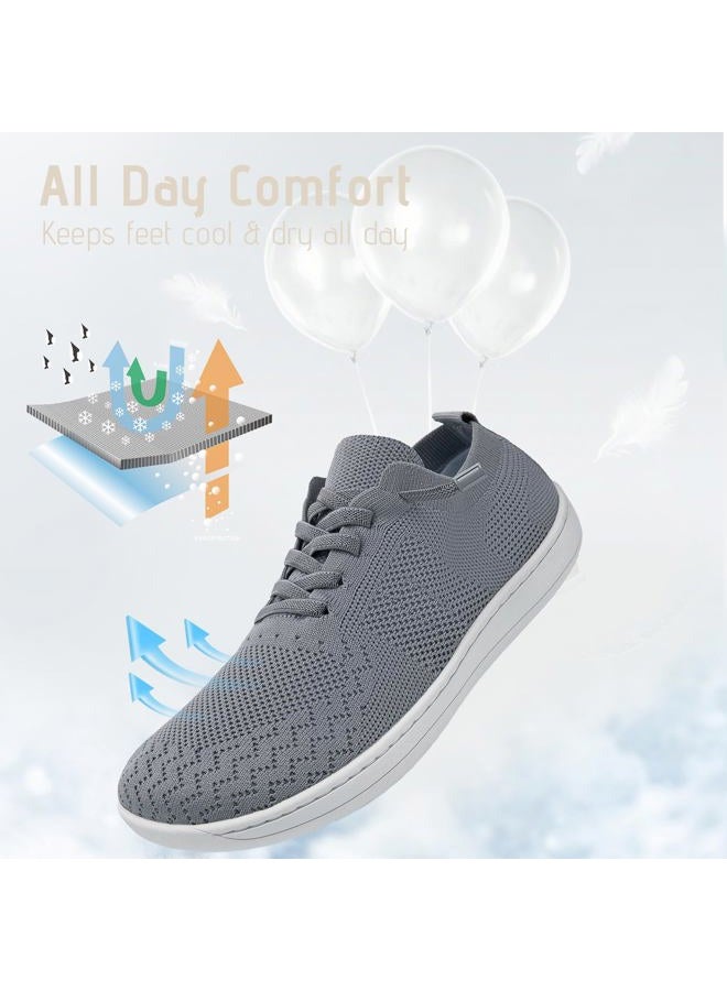 VXGGVX Barefoot Shoes Women Wide Slip-On Barefoot Running Tennis Walking Sneakers Minimalist Breathable Shoes Zero Drop Sole for Workout Gym Travel, Light Gray, 8.5 Wide - Image 3