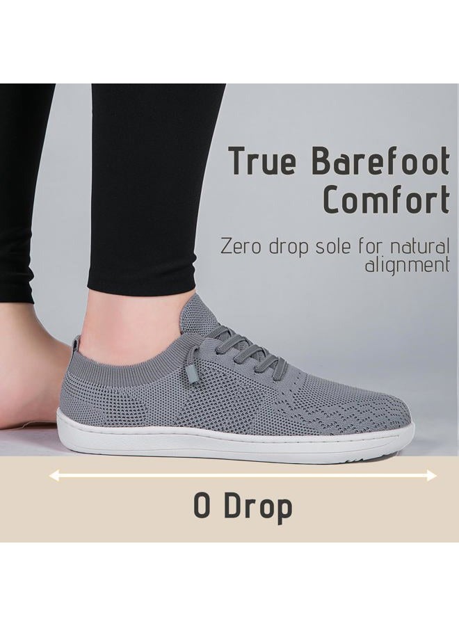 VXGGVX Barefoot Shoes Women Wide Slip-On Barefoot Running Tennis Walking Sneakers Minimalist Breathable Shoes Zero Drop Sole for Workout Gym Travel, Light Gray, 8.5 Wide - Image 4