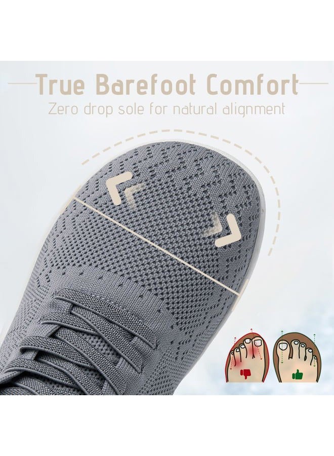 VXGGVX Barefoot Shoes Women Wide Slip-On Barefoot Running Tennis Walking Sneakers Minimalist Breathable Shoes Zero Drop Sole for Workout Gym Travel, Light Gray, 8.5 Wide - Image 5