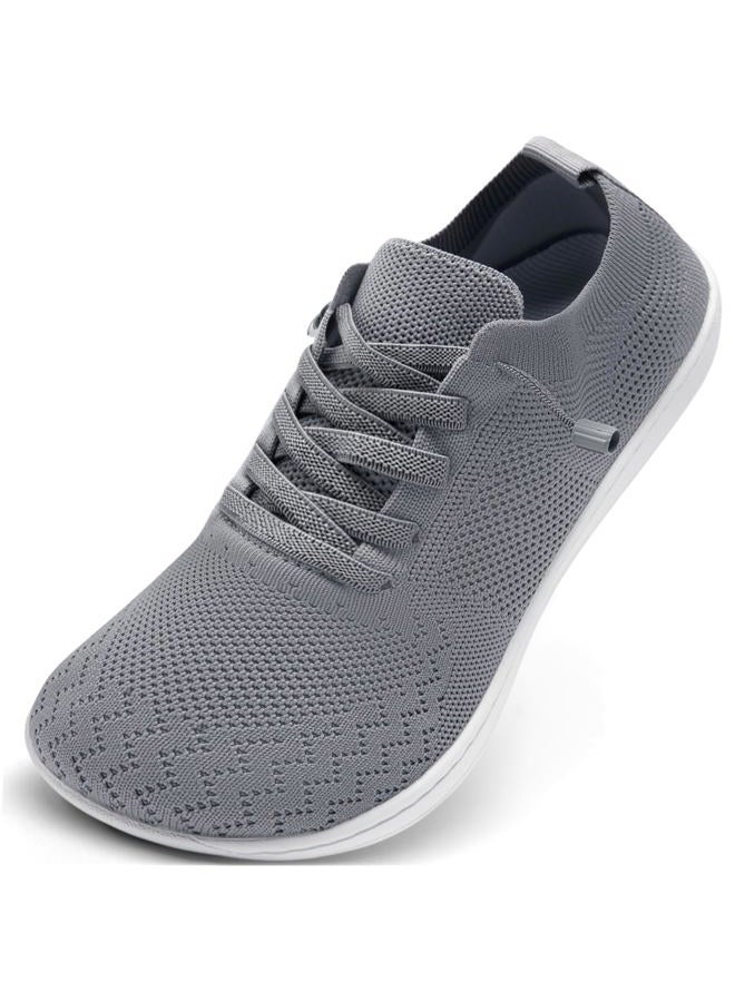 VXGGVX Barefoot Shoes Women Wide Slip-On Barefoot Running Tennis Walking Sneakers Minimalist Breathable Shoes Zero Drop Sole for Workout Gym Travel, Light Gray, 8.5 Wide - Image 1