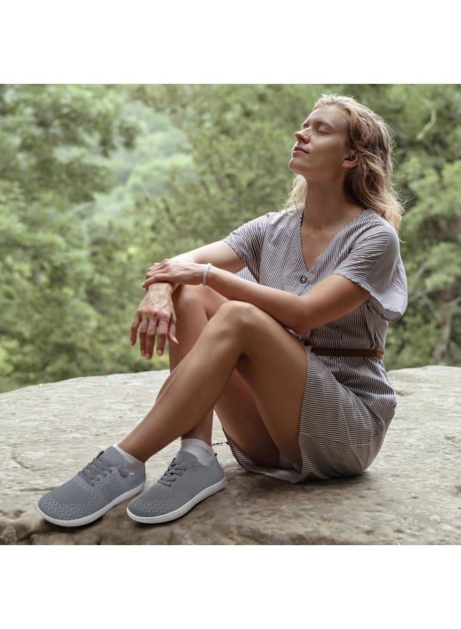 VXGGVX Barefoot Shoes Women Wide Slip-On Barefoot Running Tennis Walking Sneakers Minimalist Breathable Shoes Zero Drop Sole for Workout Gym Travel, Light Gray, 8.5 Wide - Image 2