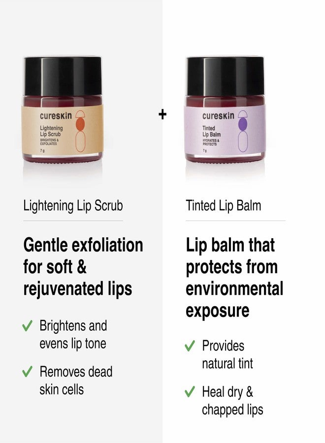 Cureskin مجموعة مقشر الشفاه من كيور سكين | مجموعة للجنسين | مرطب شفاه ملون لتفتيح الشفاه الداكنة | مقشر شفاه وردي لتفتيح الشفاه الداكنة، عبوتان - Image 1